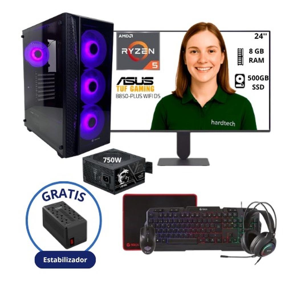 PC RYZEN 5 8600G, 8GB RAM, SSD 500GB, FUENTE 750W